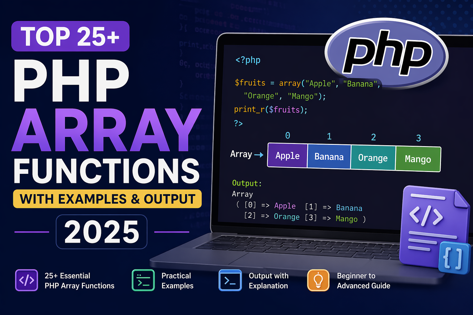 Top 25+ PHP Array Functions with Examples & Output (2025)